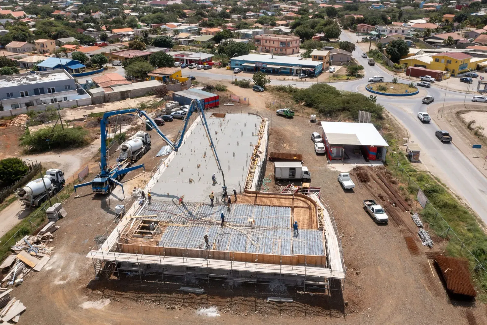 vooruitgang bij het bouwproject Stripmall op Bonaire